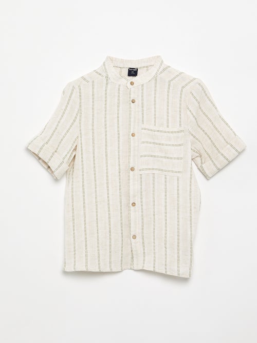 Camisa às riscas de manga curta - Kiabi