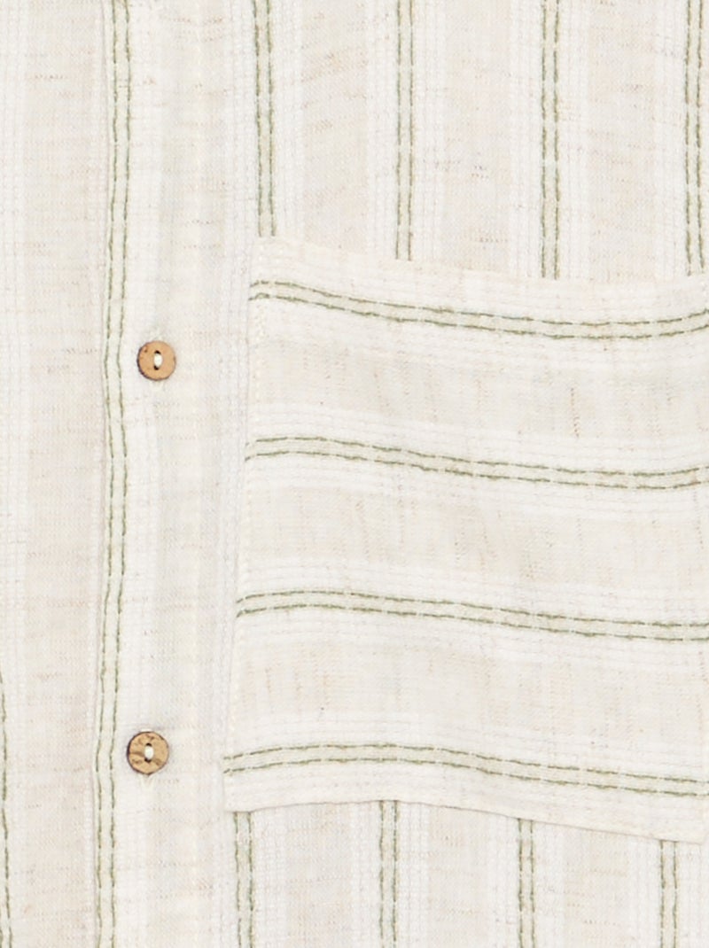 Camisa às riscas de manga curta Bege - Kiabi