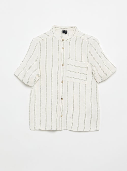 Camisa às riscas de manga curta - Kiabi