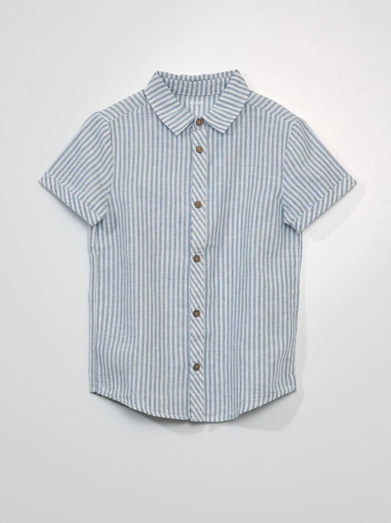 Camisa às riscas de manga curta BRANCO - Kiabi