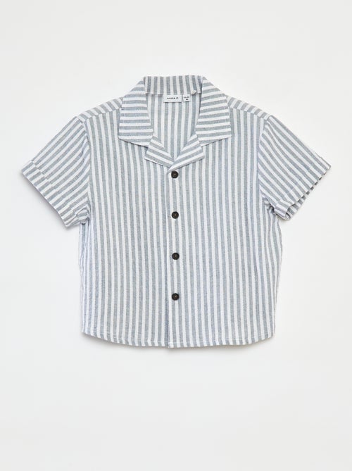 Camisa às riscas de manga curta - Kiabi