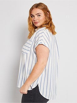 Camisa às riscas de manga curta - Kiabi