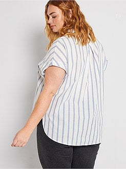 Camisa às riscas de manga curta - Kiabi