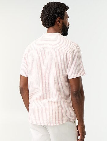 Camisa às riscas de manga curta