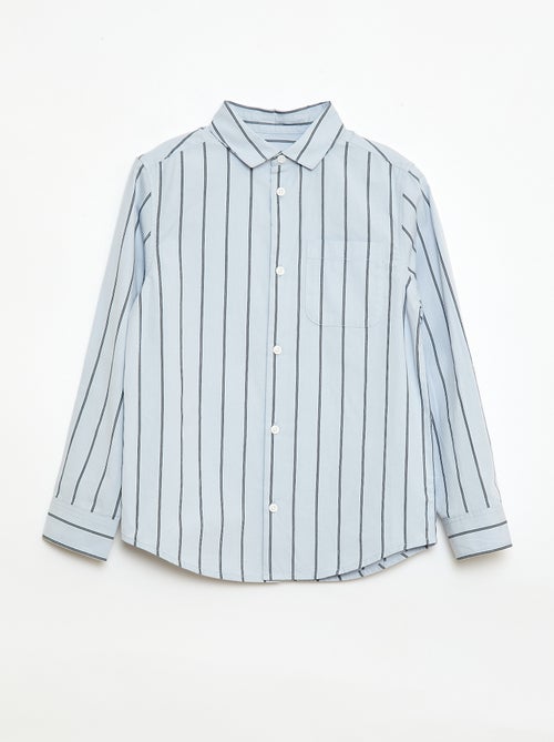 Camisa às riscas em algodão com bolso no peito - Kiabi