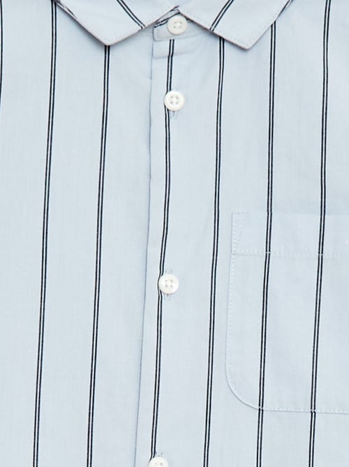 Camisa às riscas em algodão com bolso no peito - Kiabi