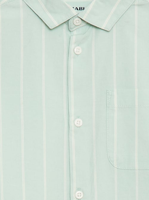 Camisa às riscas em algodão com bolso no peito - Kiabi