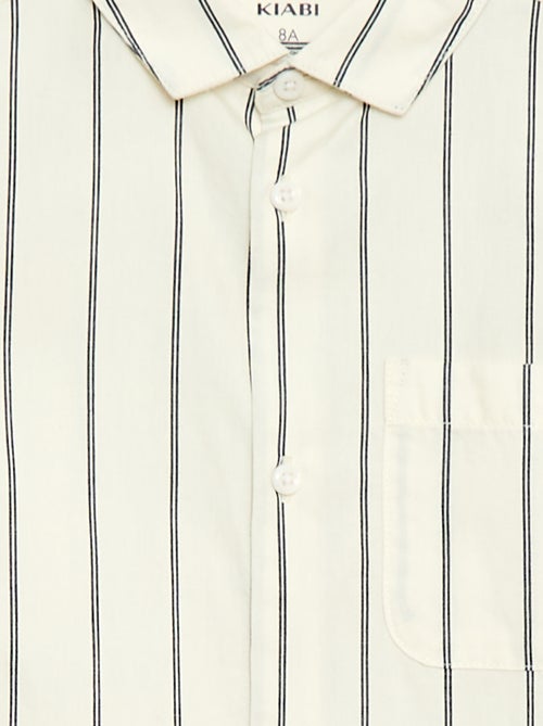 Camisa às riscas em algodão com bolso no peito - Kiabi