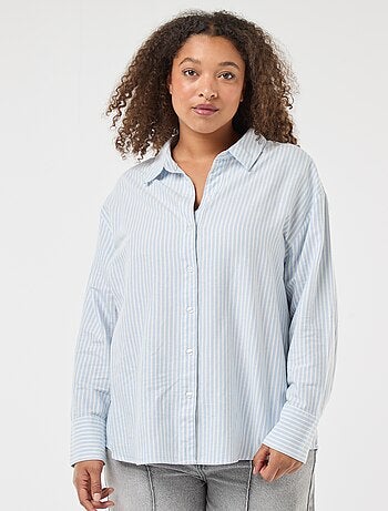 Camisa às riscas em algodão Oxford