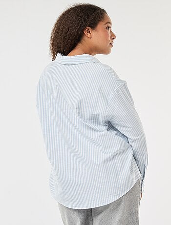Camisa às riscas em algodão Oxford