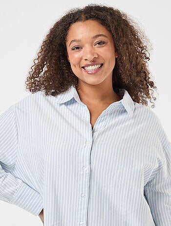 Camisa às riscas em algodão Oxford