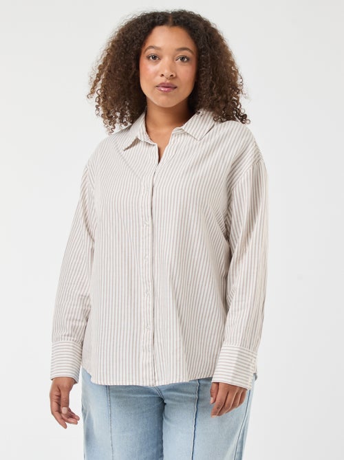 Camisa às riscas em algodão Oxford - Kiabi