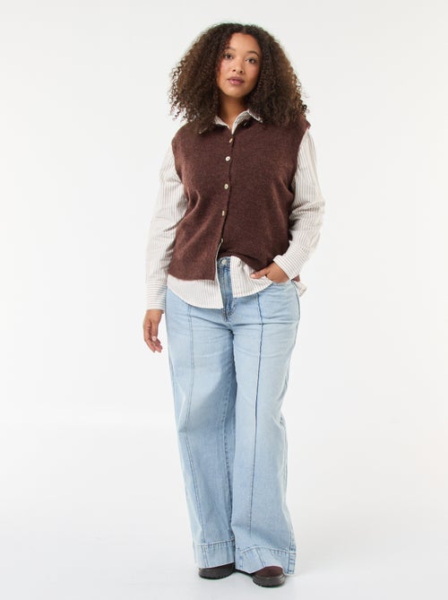 Camisa às riscas em algodão Oxford - Kiabi