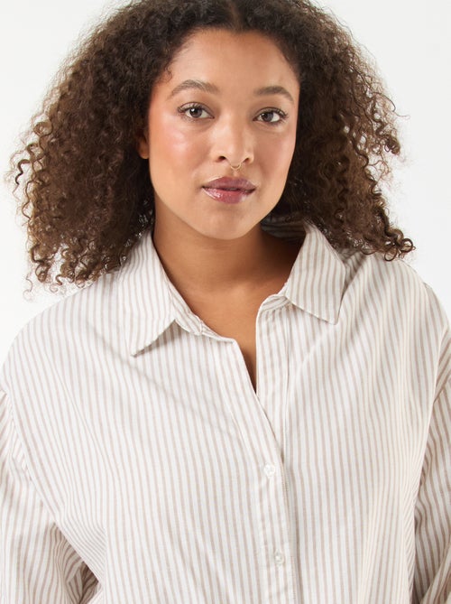 Camisa às riscas em algodão Oxford - Kiabi