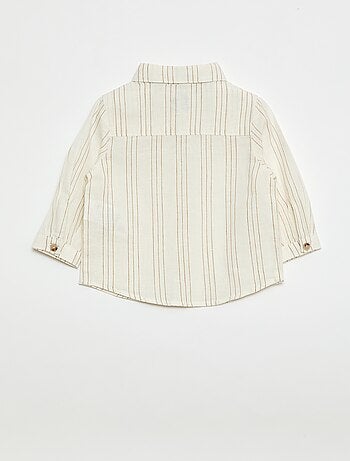 Camisa às Riscas em Linho e Algodão