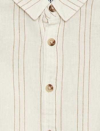 Camisa às Riscas em Linho e Algodão