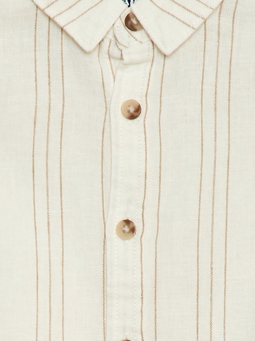Camisa às Riscas em Linho e Algodão - Kiabi