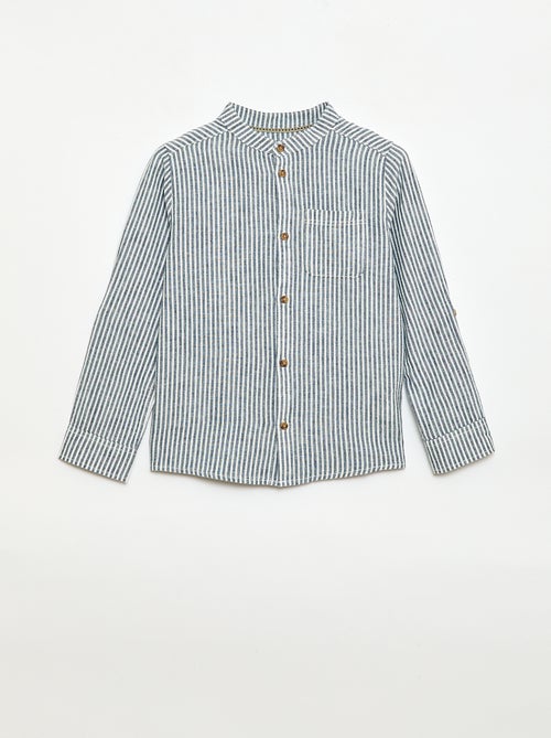 Camisa às riscas em mistura de linho - Kiabi