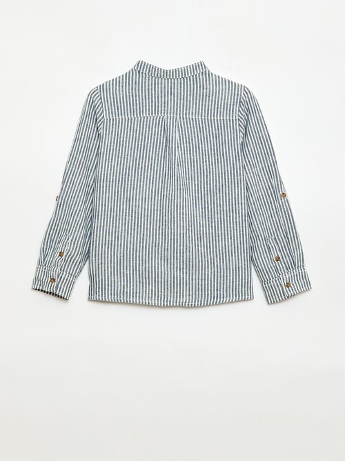 Camisa às riscas em mistura de linho - Kiabi