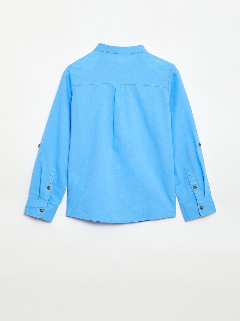 Camisa às riscas em mistura de linho Azul - Kiabi