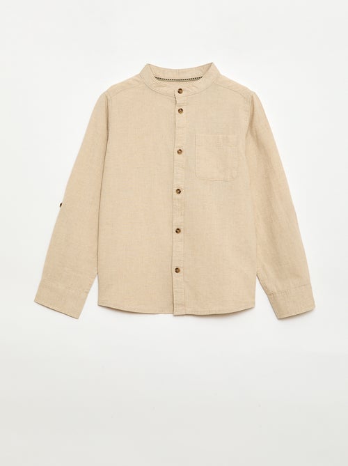 Camisa às riscas em mistura de linho - Kiabi Camisa às riscas em mistura de linho - Kiabi