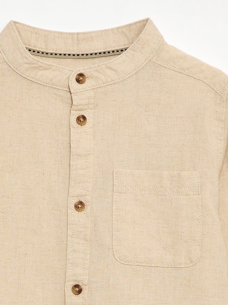 Camisa às riscas em mistura de linho Branco - Kiabi