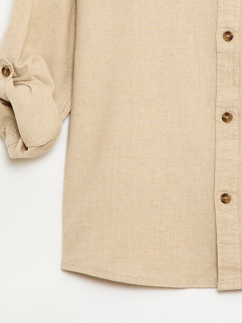 Camisa às riscas em mistura de linho Branco - Kiabi