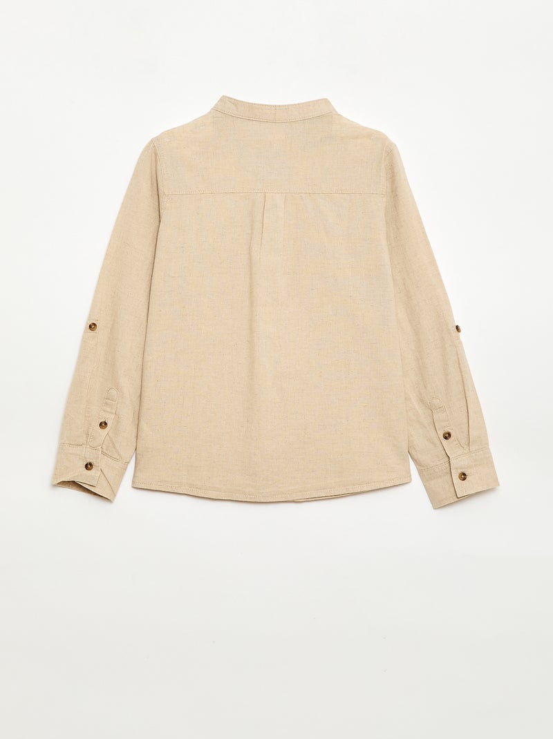 Camisa às riscas em mistura de linho Branco - Kiabi