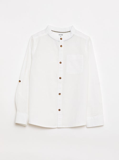 Camisa às riscas em mistura de linho - Kiabi