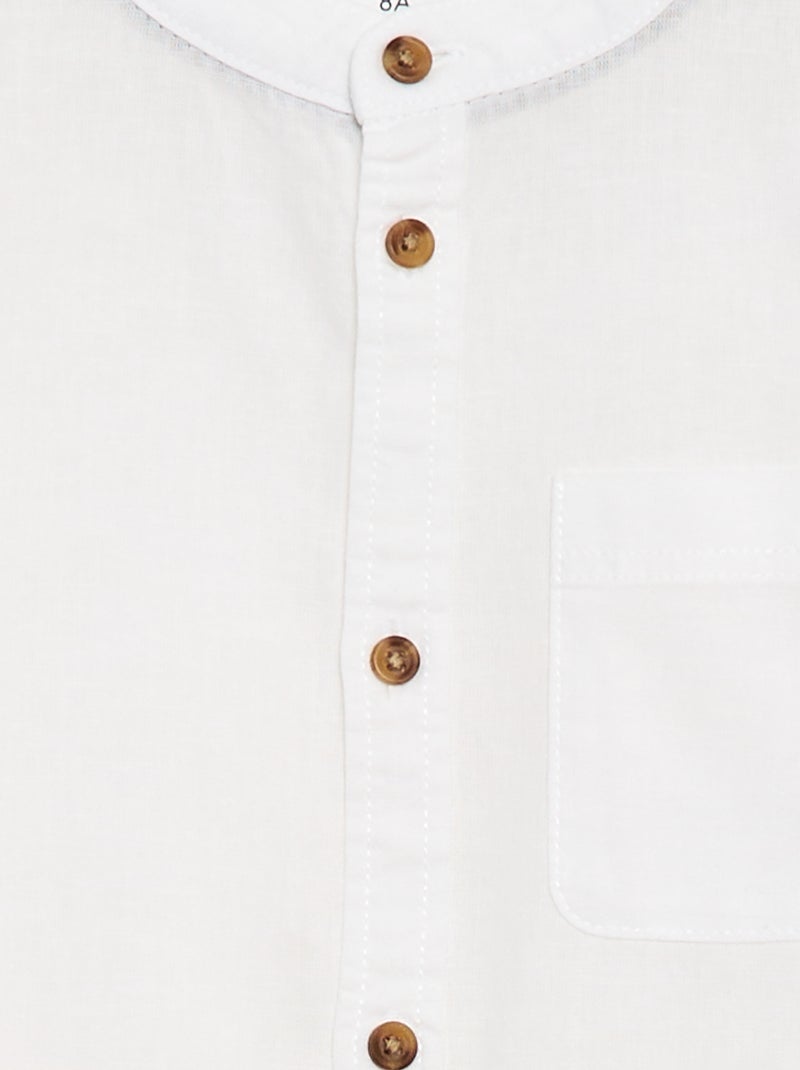 Camisa às riscas em mistura de linho Branco - Kiabi