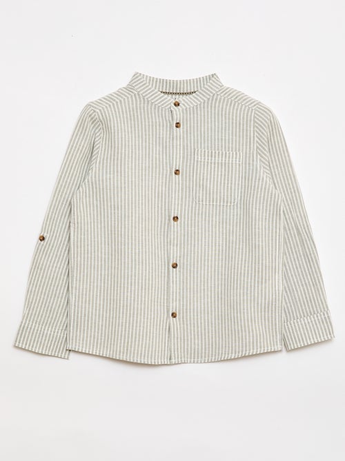 Camisa às riscas em mistura de linho - Kiabi