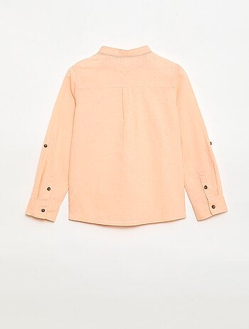 Camisa às riscas em mistura de linho