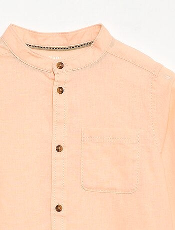 Camisa às riscas em mistura de linho