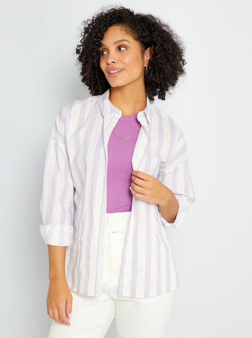 Camisa às riscas em popelina - Kiabi