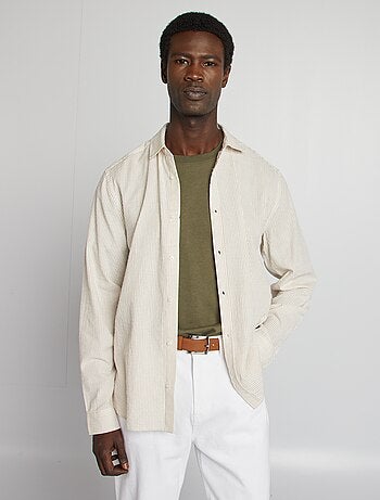 Camisa às riscas em seersucker
