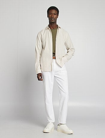 Camisa às riscas em seersucker