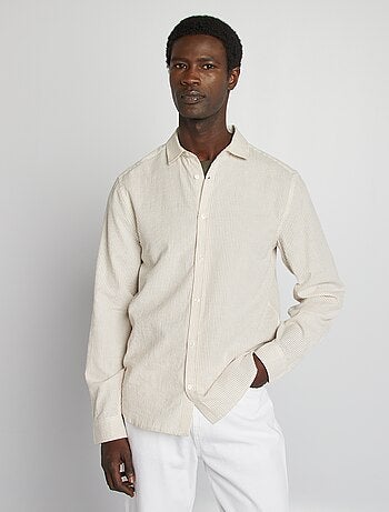 Camisa às riscas em seersucker