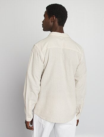 Camisa às riscas em seersucker