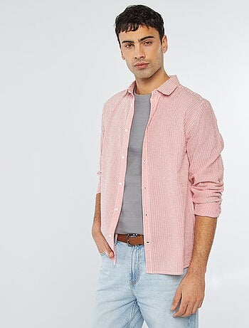 Camisa às riscas em seersucker