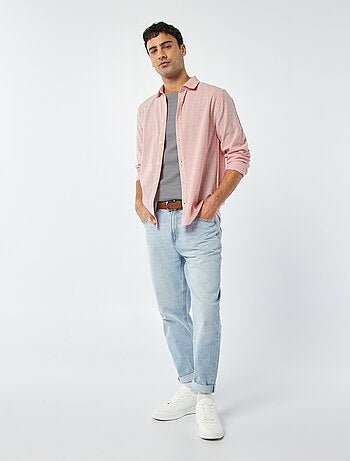 Camisa às riscas em seersucker