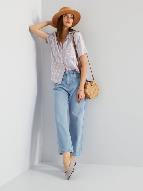 Camisa às 'riscas' fluida - 1 bolso - Kiabi