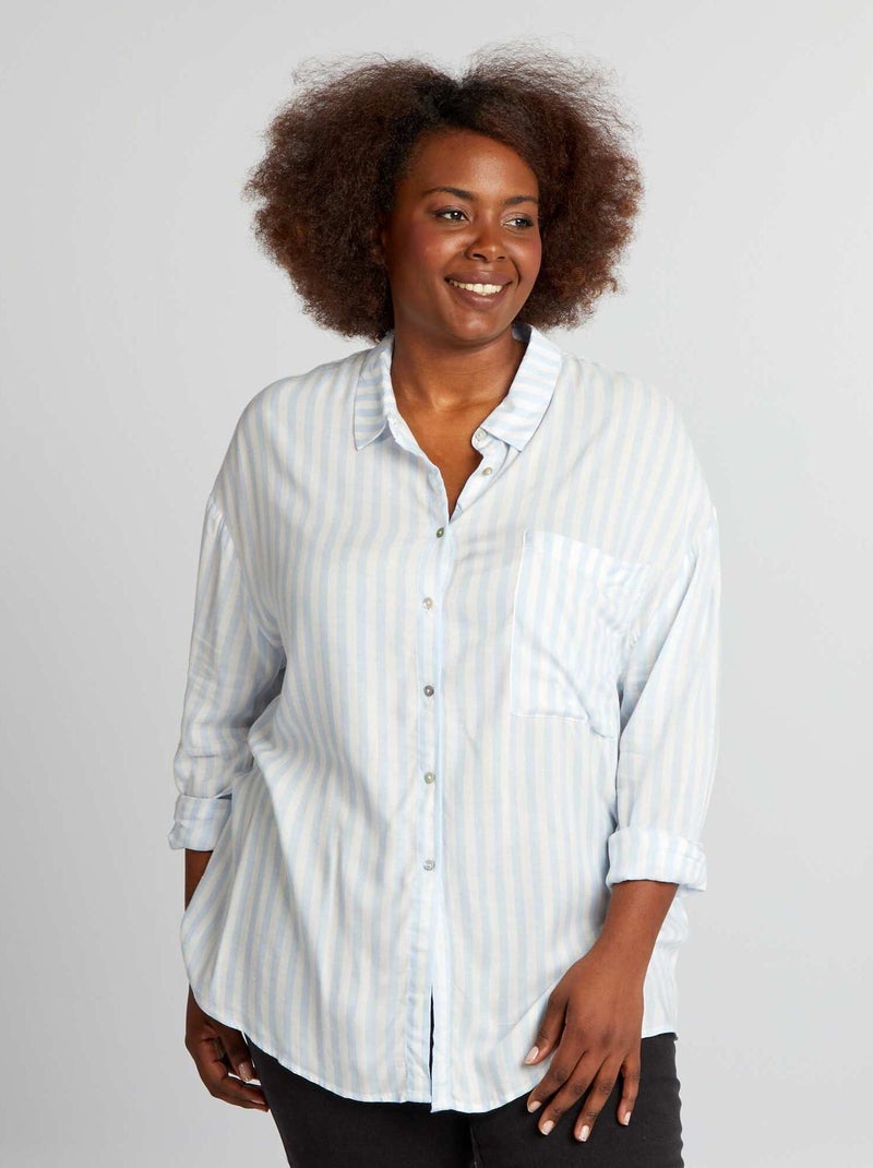 Camisa às riscas fluida AZUL - Kiabi