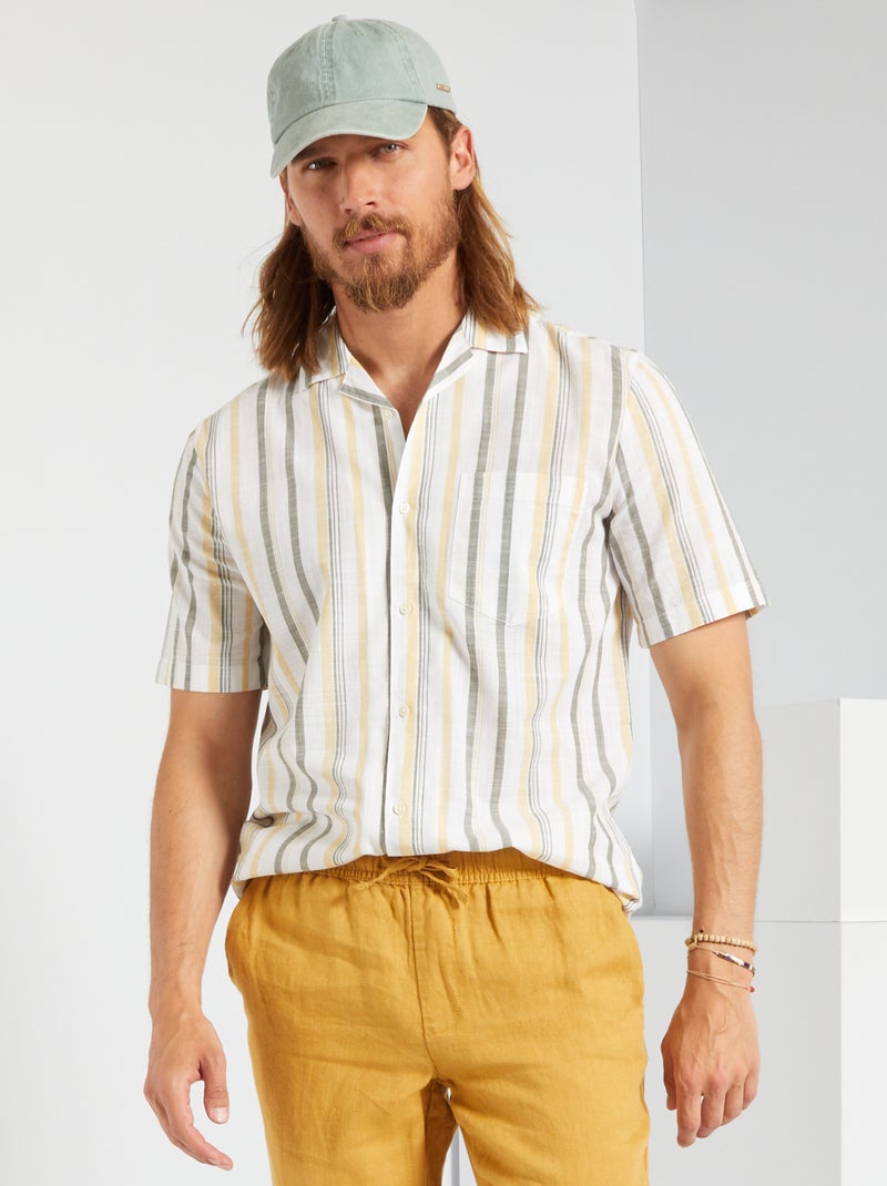 Camisa às riscas Listrado Caqui - Kiabi