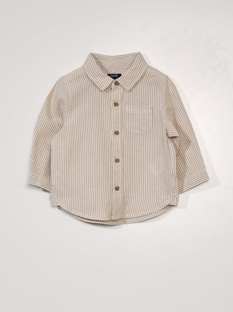Camisa às riscas MARROM - Kiabi