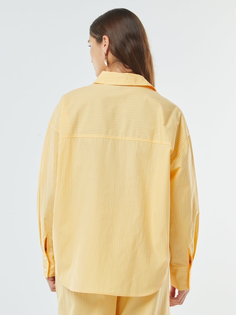 Camisa às riscas oversize em popelina Amarelo - Kiabi