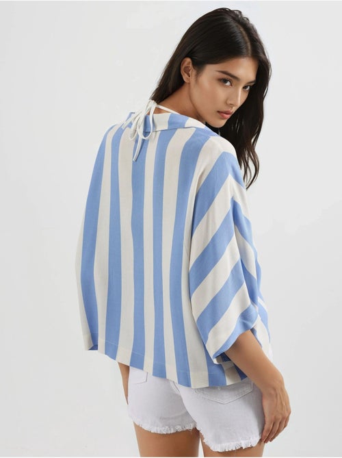 Camisa às riscas relaxed fit com abotoamento busem - Kiabi