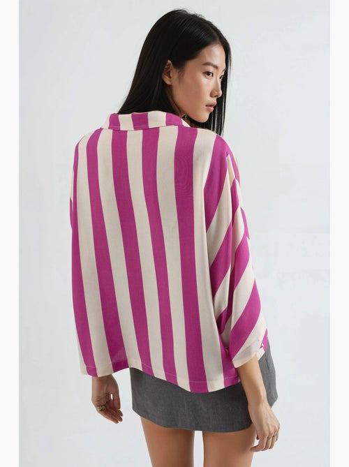 Camisa às riscas relaxed fit com abotoamento busem - Kiabi