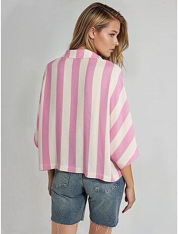 Camisa às riscas relaxed fit com abotoamento busem