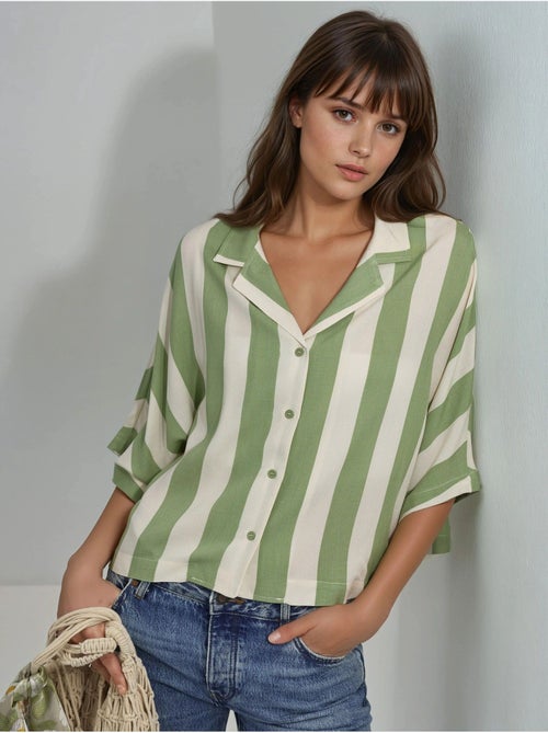 Camisa às riscas relaxed fit com abotoamento busem - Kiabi