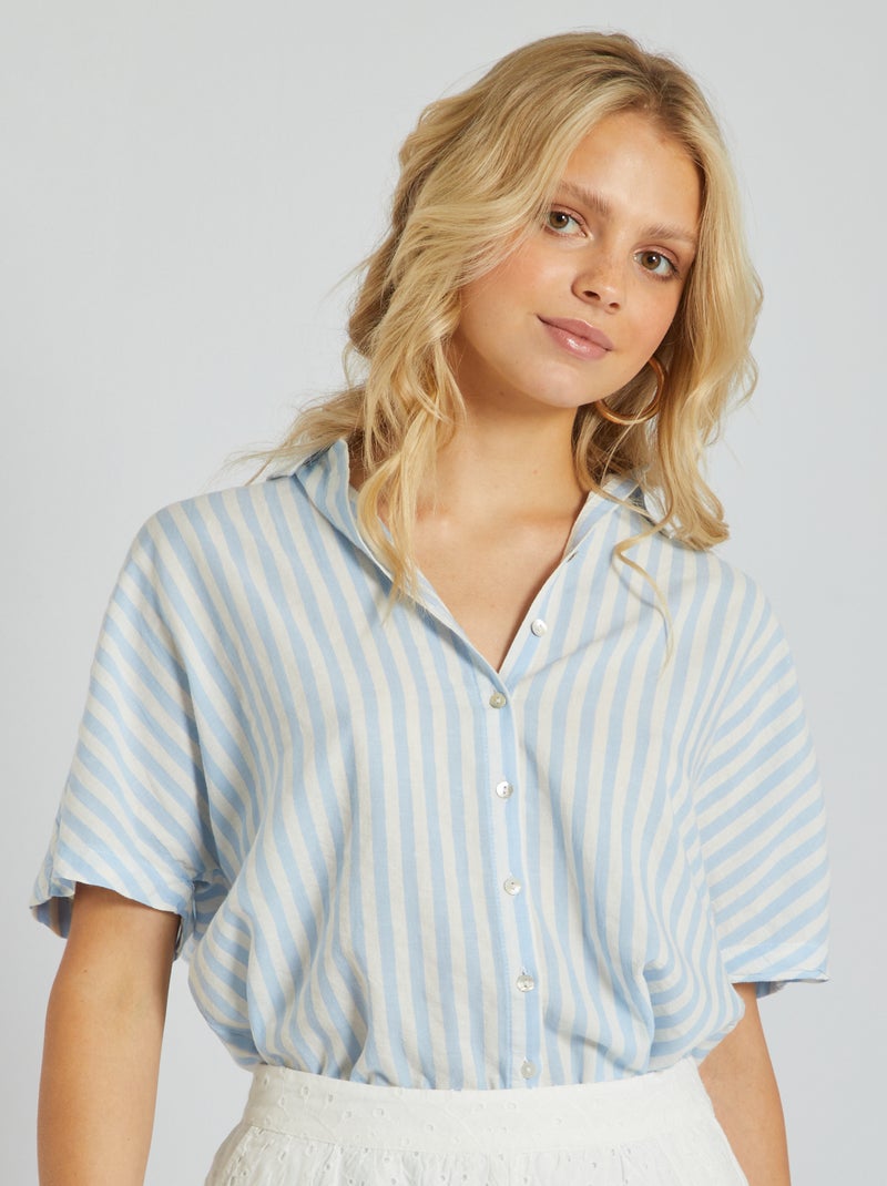 Camisa às riscas soltinha AZUL - Kiabi